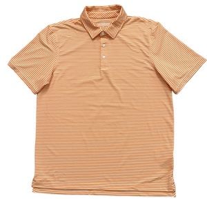Vineyard Vines Polo Shirt Mens L Short Sleeve Performance Stretch Orange Striped